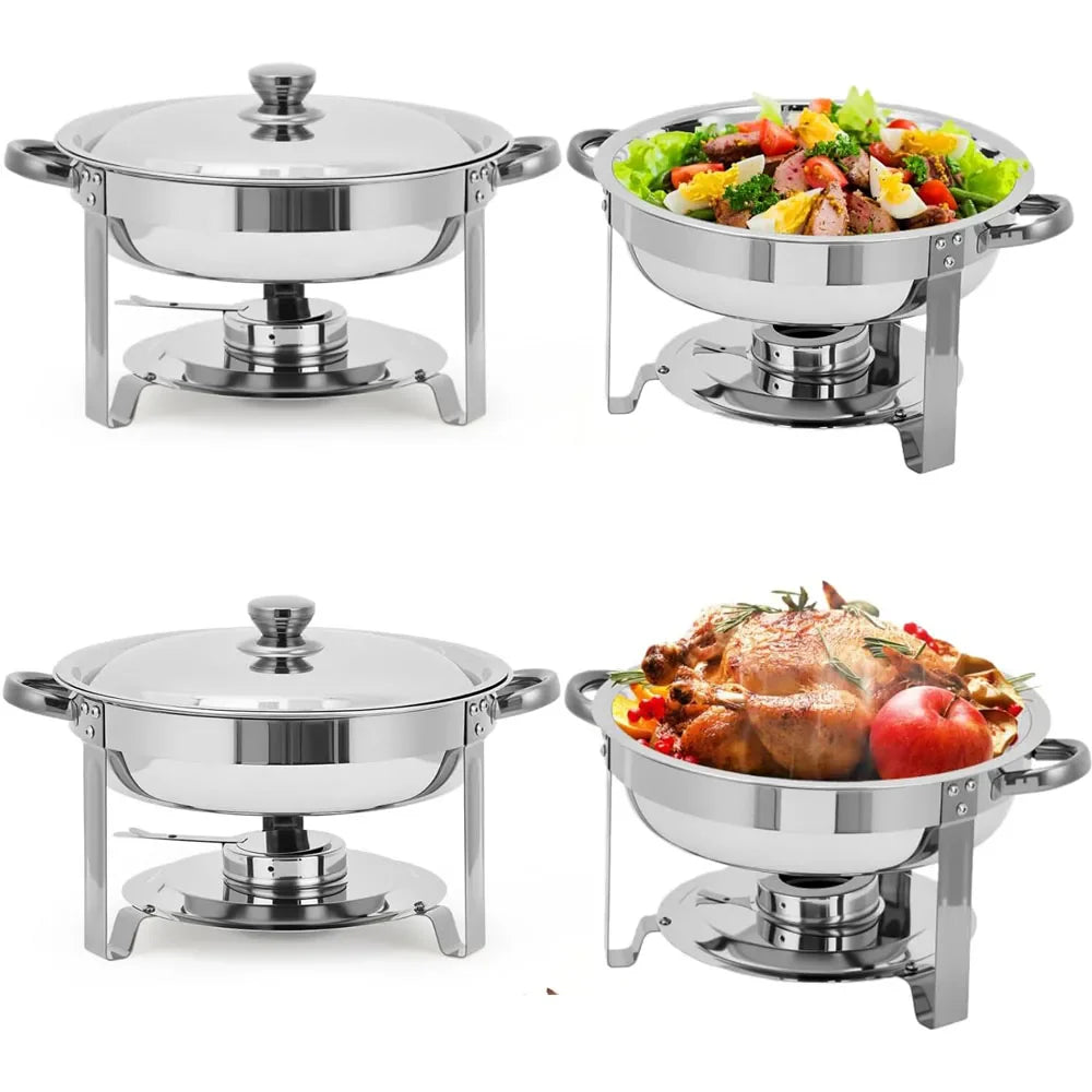 Stainless Steel Round Chafing Dish Buffet Set With Water Pans