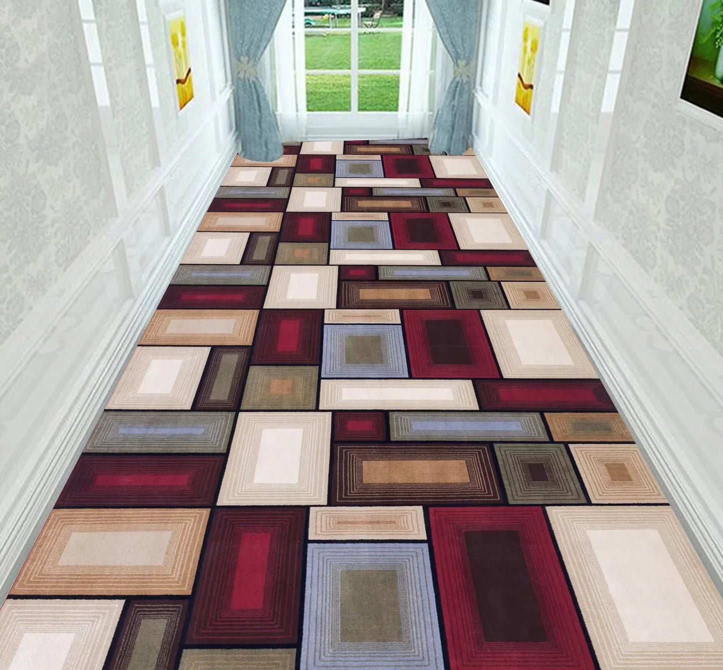 VIKAMA High-Grade Plaid Carpet Kitchen Rug Long Floor Mat Thin Door Mat Living Room Carpet Rug For Bedroom Home Decoration
