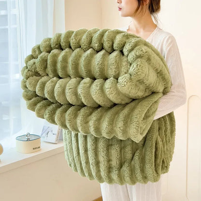 Thickened Wide Striped Flannel Multifunctional Blanket Spring, Can Be Used As Bed Sheet Cover Blanket, Sofa Blanket,nap Blanket