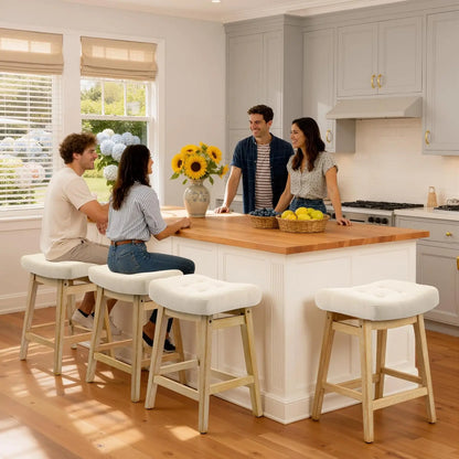 Counter Height Bar Stools Set of 3 Backless Farmhouse Style