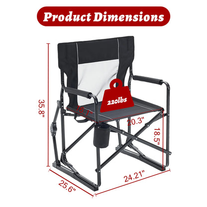 JHK Outdoor Folding Rocking Chair Portable Camping Patio Lounge