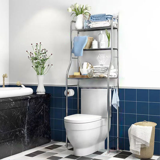 Over The Toilet Storage Metal Over Toilet Organizer Rack with Removable Towel Hooks, Paper Holder for Bathroom Restroom Laundry