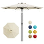 9FT Patio Umbrella With Crank & Tilt, Outdoor Market Umbrella, UV Protection Waterproof For Pool Deck, 8 Ribs Iron Frame