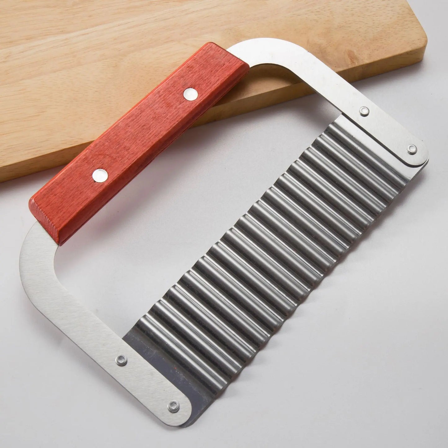 Stainless Steel Wooden Handle Wave Knife Wolf Tooth Potato Knife Potato Chip Cutting Wave Knife Potato Chopper Kitchen Tool