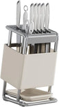 Knife Block with Drain Tray, Knife Holder without Knives, Kitchen Storage Knife Rack Decoration, Slanted Knife Stand