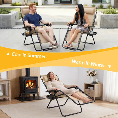 JHK Zero Gravity Recliner Chairs 2 With Cup Holder Trays
