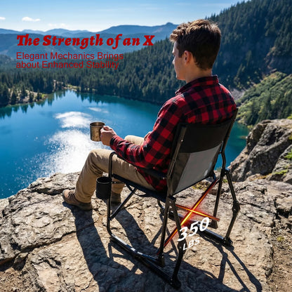 JHK Outdoor Folding Rocking Chair Portable Camping Patio Lounge