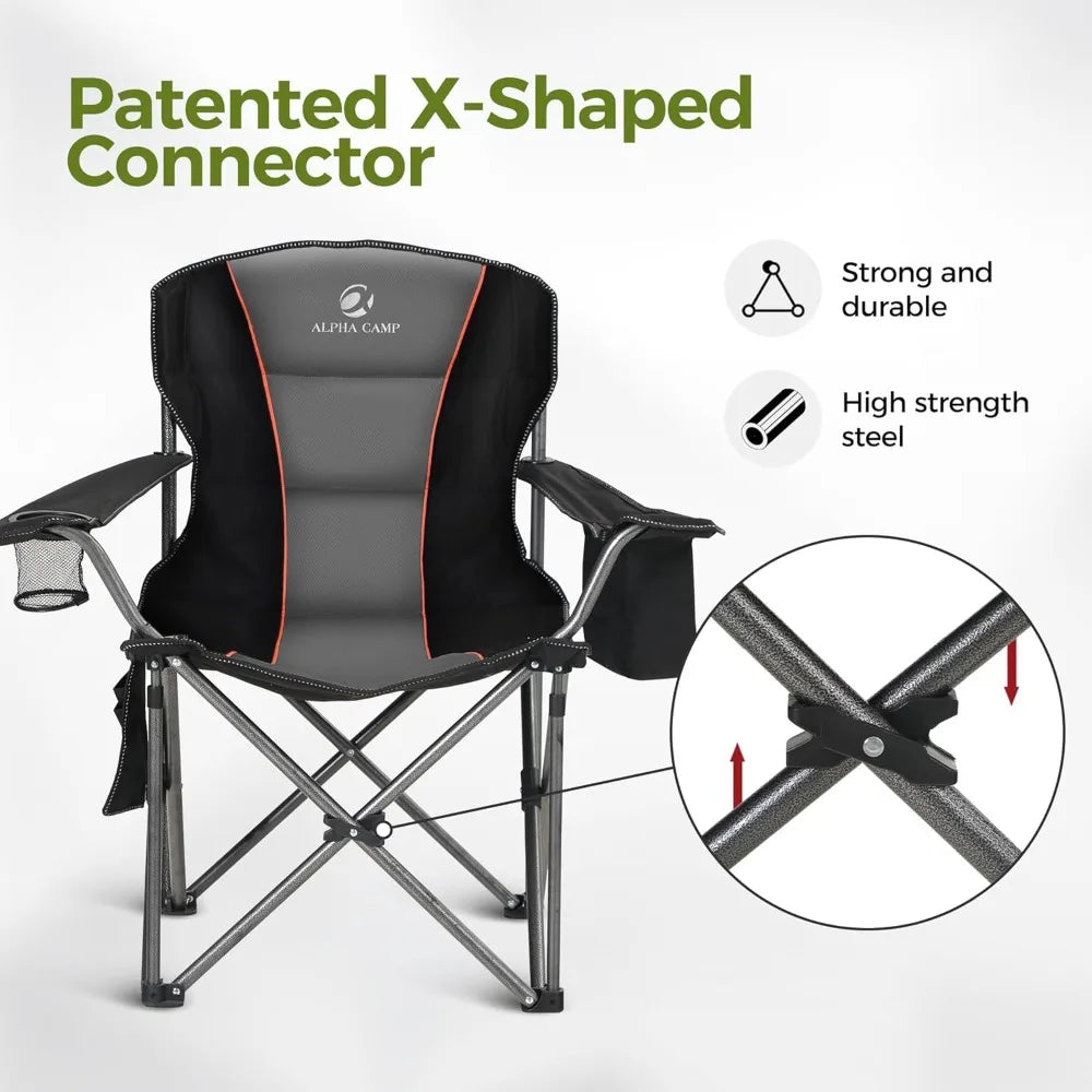 Heavy Duty Camping Chair 500 Lbs Capacity Oversized Folding Chair