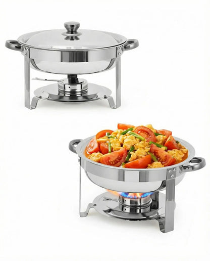 Stainless Steel Round Chafing Dish Buffet Set With Water Pans