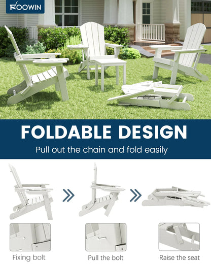 FOOWIN Folding Adirondack Chair With Cup Holder Outdoor