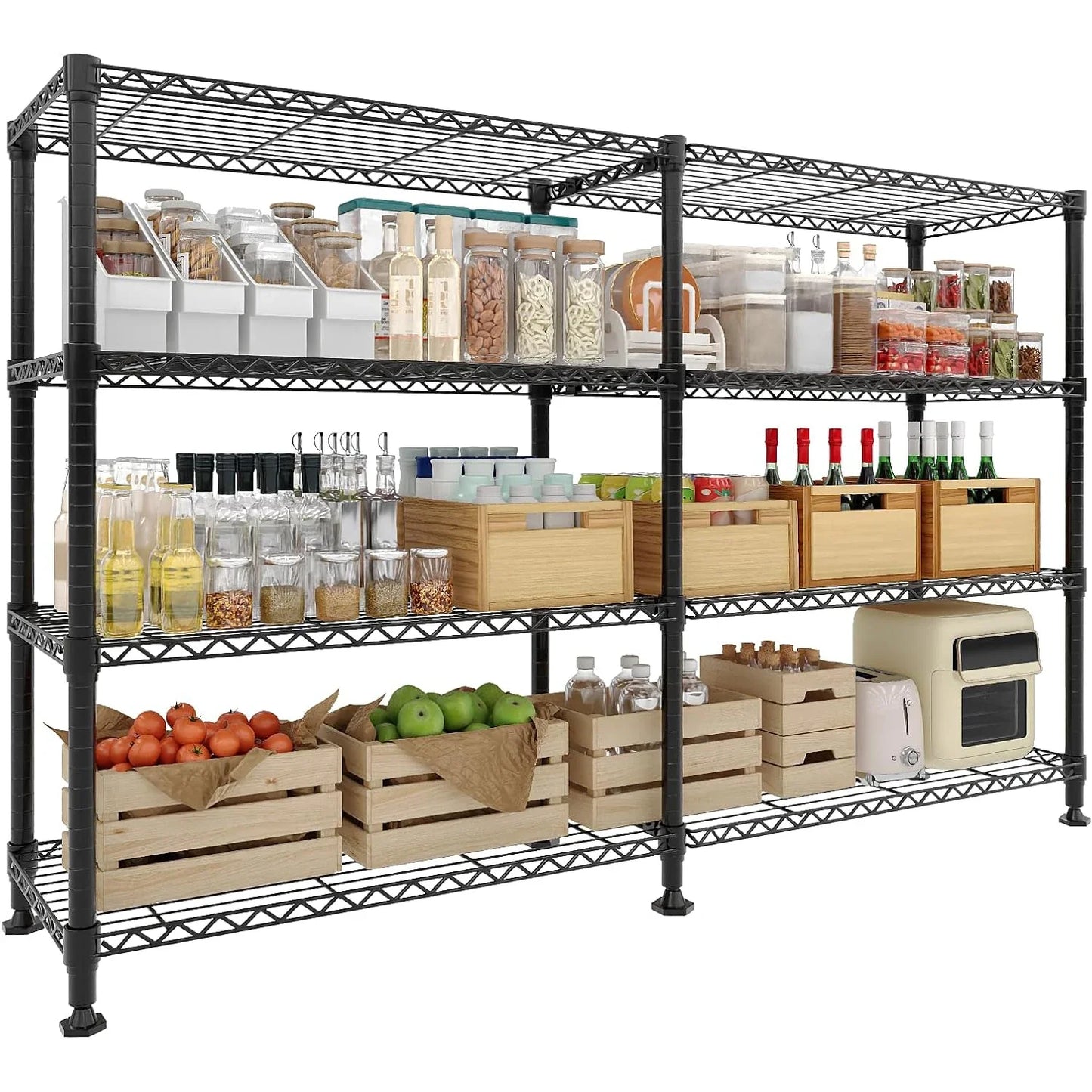 Metal Storage Shelves Heavy Duty Wire Shelving Unit Adjustable Rack Shelf for Pantry Garage Kitchen Commercial Basement