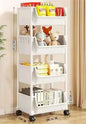 Mobile Storage Shelf] Mobile Plastic Storage Shelf Unit with Wheels - Practical Shelf for Living Room, Bedroom, Dormitory Amagi