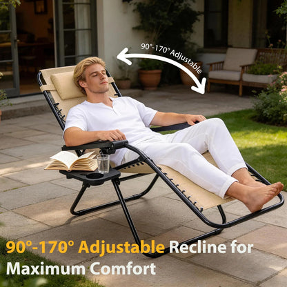 JHK Zero Gravity Recliner Chairs 2 With Cup Holder Trays