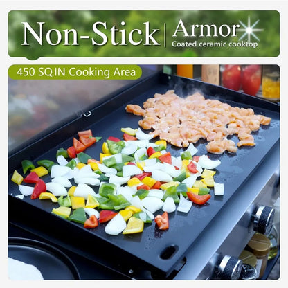 Ceramic Coated Cast Iron Griddle Portable Propane Grill 33000 BTU