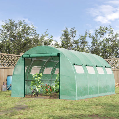 Tunnel Greenhouse With Mesh Doors Galvanized Steel Frame