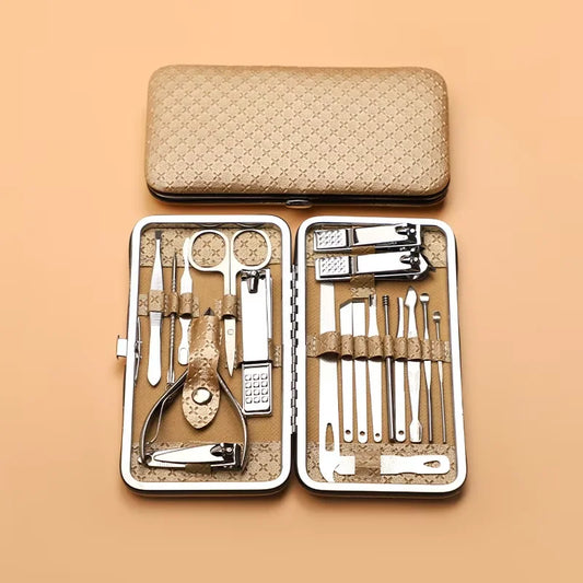 Stainless Steel 19 Piece Grooming Kit With Nail Clippers