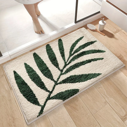 VIKAMA Green Leaf Carpet Soft Absorbent Floor Mat Bathroom Mat Toilet Door Mat Rug For Bedroom Outdoor Carpet Home Decoration