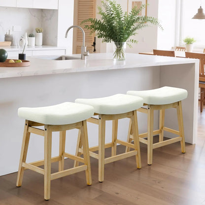 Counter Height Bar Stools Set of 3 Backless Farmhouse Style