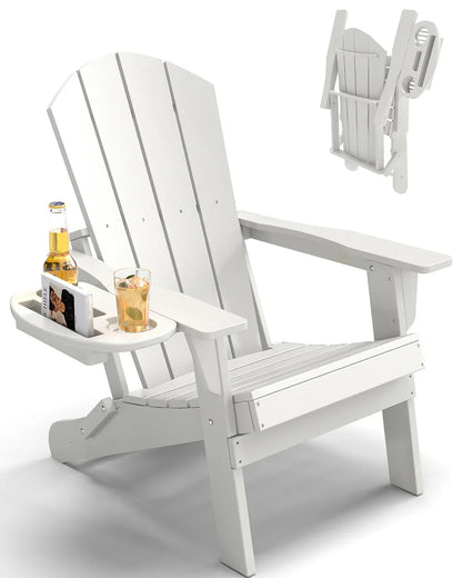 FOOWIN Folding Adirondack Chair With Cup Holder Outdoor
