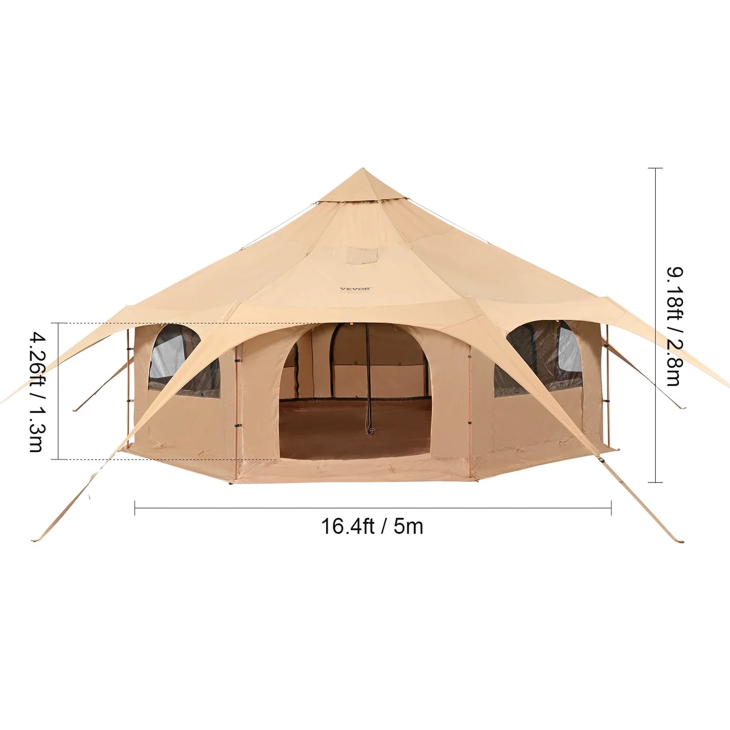 SucceBuy Canvas Bell Tent For Four Season Camping Yurt