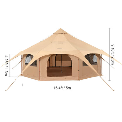 SucceBuy Canvas Bell Tent For Four Season Camping Yurt