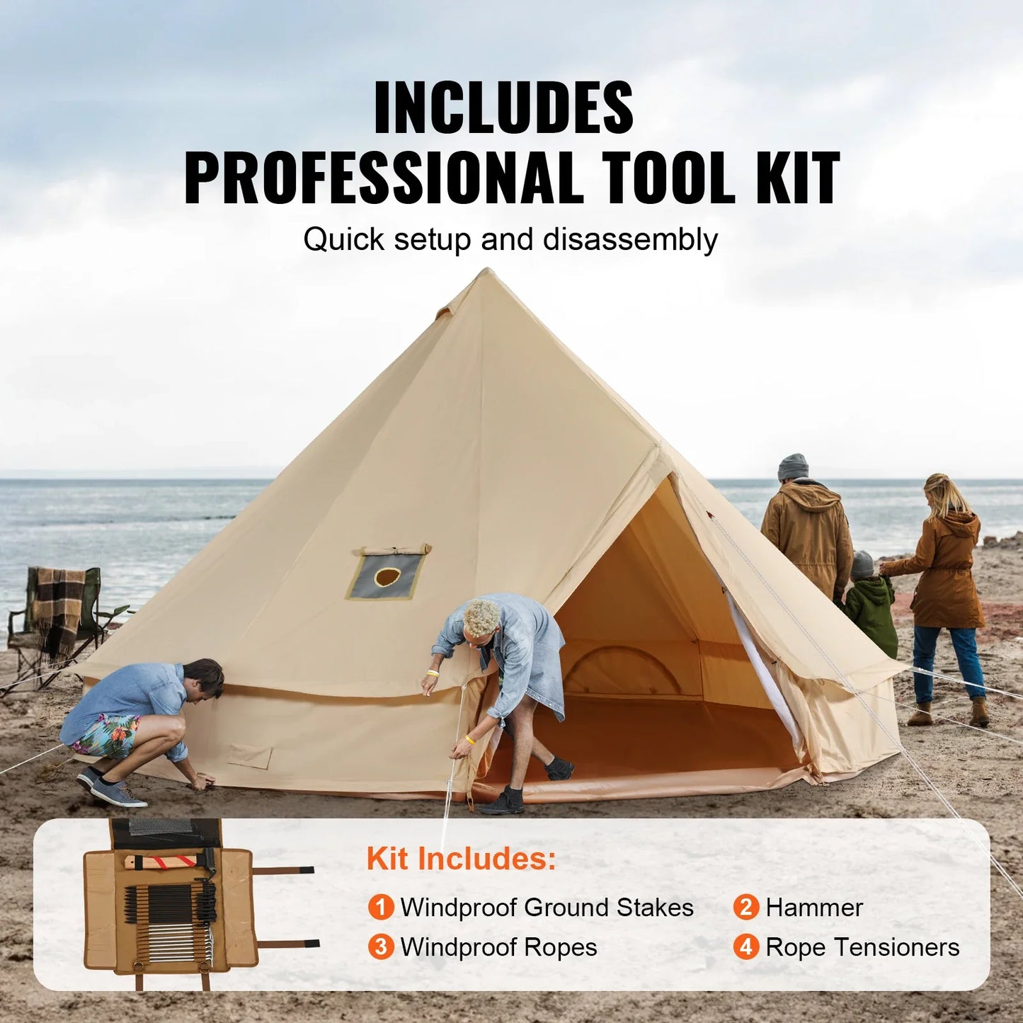 SucceBuy Canvas Bell Tent For Four Season Camping Yurt
