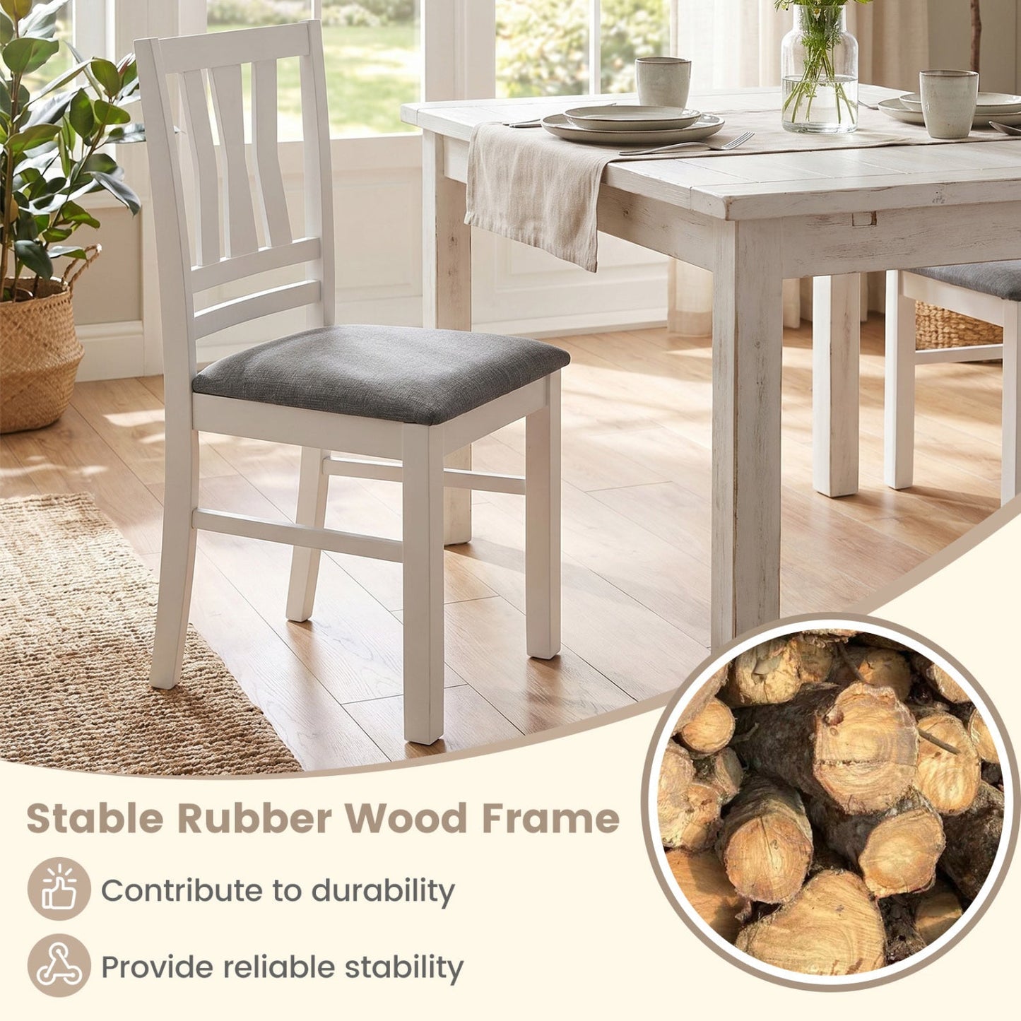 Upholstered Dining Chairs Set of 4 with Wood Frames