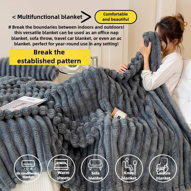 Thickened Wide Striped Flannel Multifunctional Blanket Spring, Can Be Used As Bed Sheet Cover Blanket, Sofa Blanket,nap Blanket