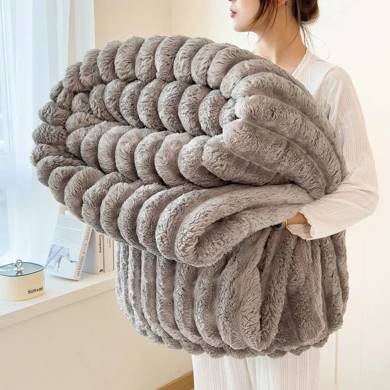 Thickened Wide Striped Flannel Multifunctional Blanket Spring, Can Be Used As Bed Sheet Cover Blanket, Sofa Blanket,nap Blanket
