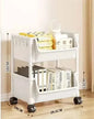 Mobile Storage Shelf] Mobile Plastic Storage Shelf Unit with Wheels - Practical Shelf for Living Room, Bedroom, Dormitory Amagi