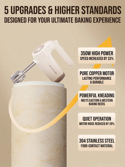 SUNATUR 3-in-1 Electric Hand Mixer 350W Egg Beater Cream Whipper Portable Kitchen Mixer with Storage Base for Home Baking