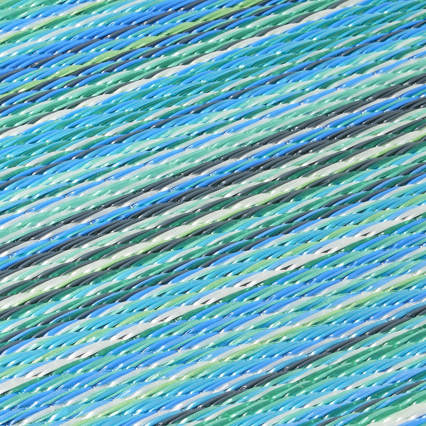 Cancun Turquoise & Moss Green Outdoor Doormat – 24" x 36" Non-Slip, Recycled Plastic