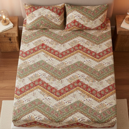 DaDa Bedding Cranberry Sage Floral Fitted Sheet Set