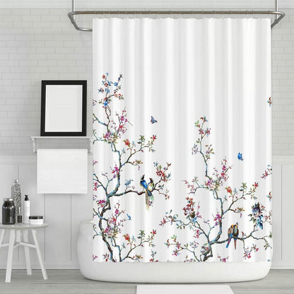 72-in. White Blue Pink Floral Tree Bird Butterfly Japanese Style
