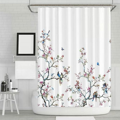 72-in. White Blue Pink Floral Tree Bird Butterfly Japanese Style