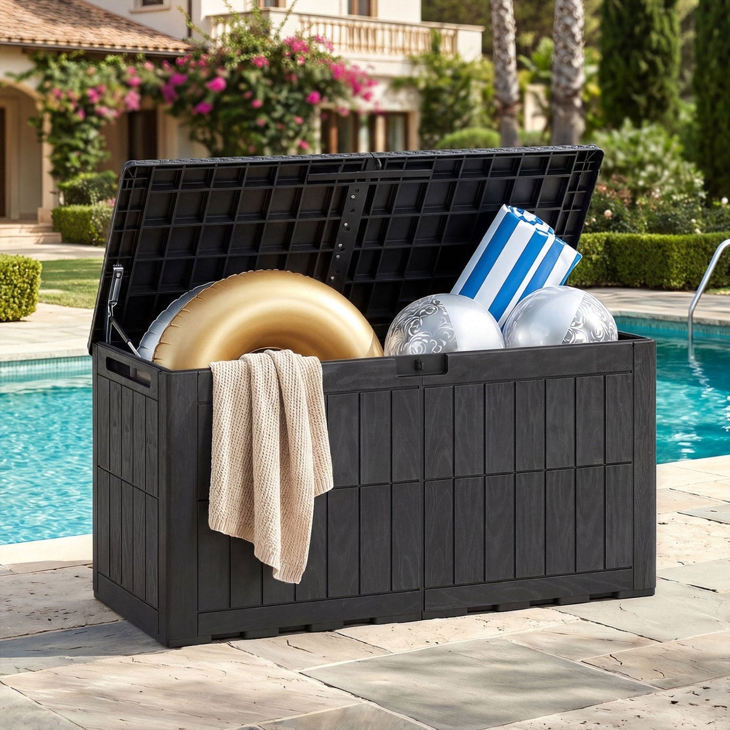 100 Gallon Outdoor Deck Box with Lockable Lid