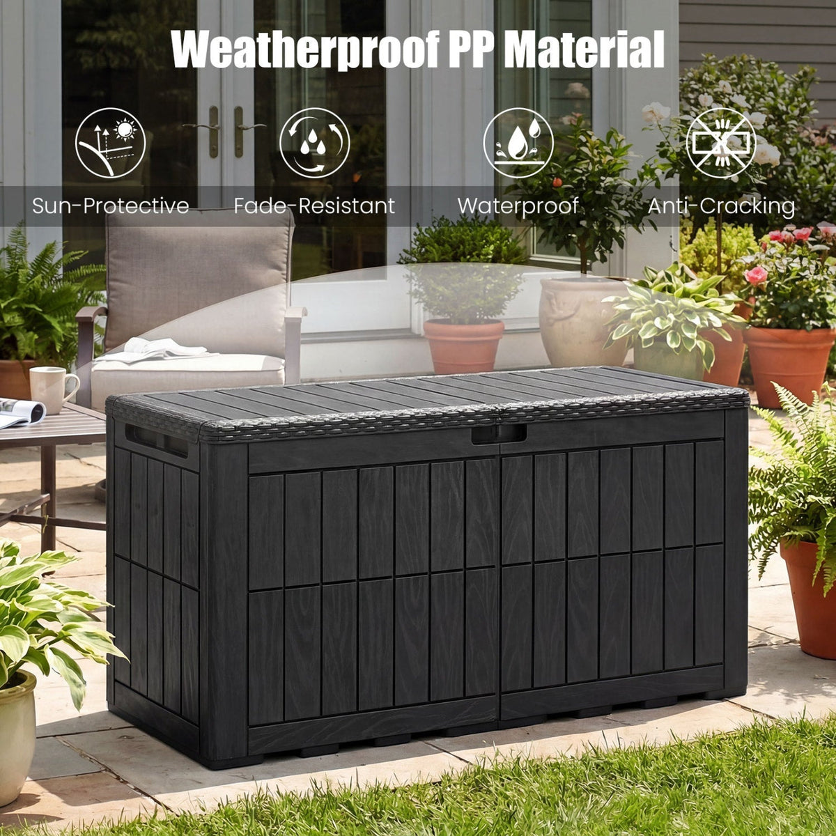 100 Gallon Outdoor Deck Box with Lockable Lid