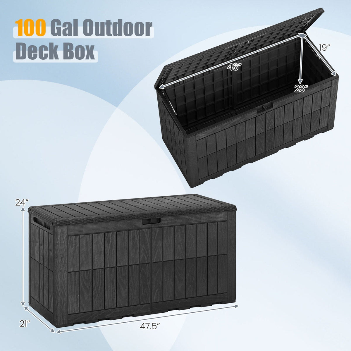 100 Gallon Outdoor Deck Box with Lockable Lid