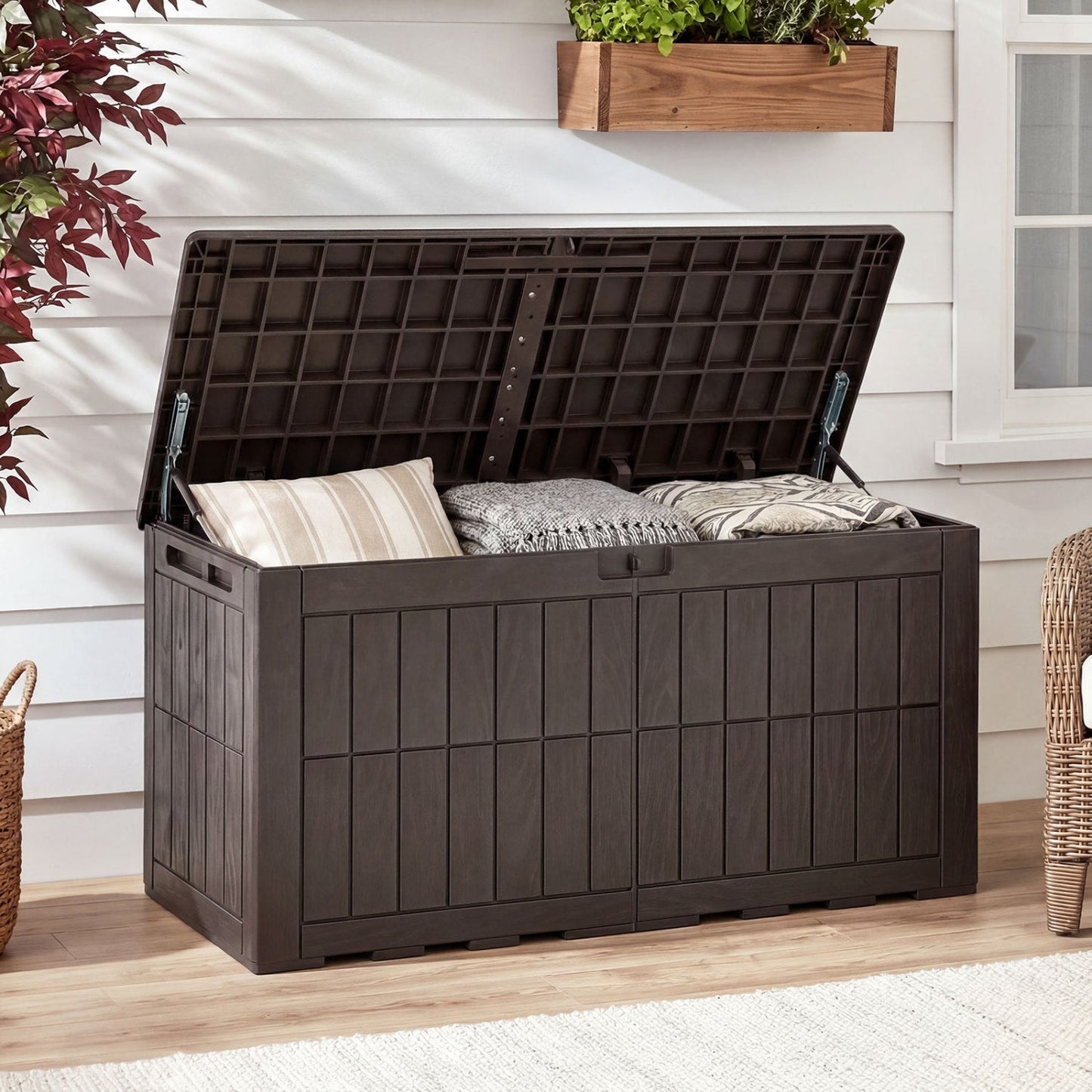 100 Gallon Outdoor Deck Box with Lockable Lid