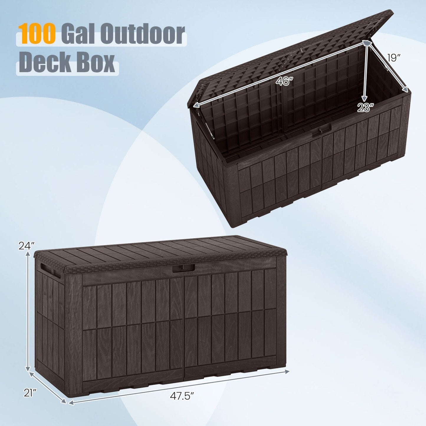 100 Gallon Outdoor Deck Box with Lockable Lid