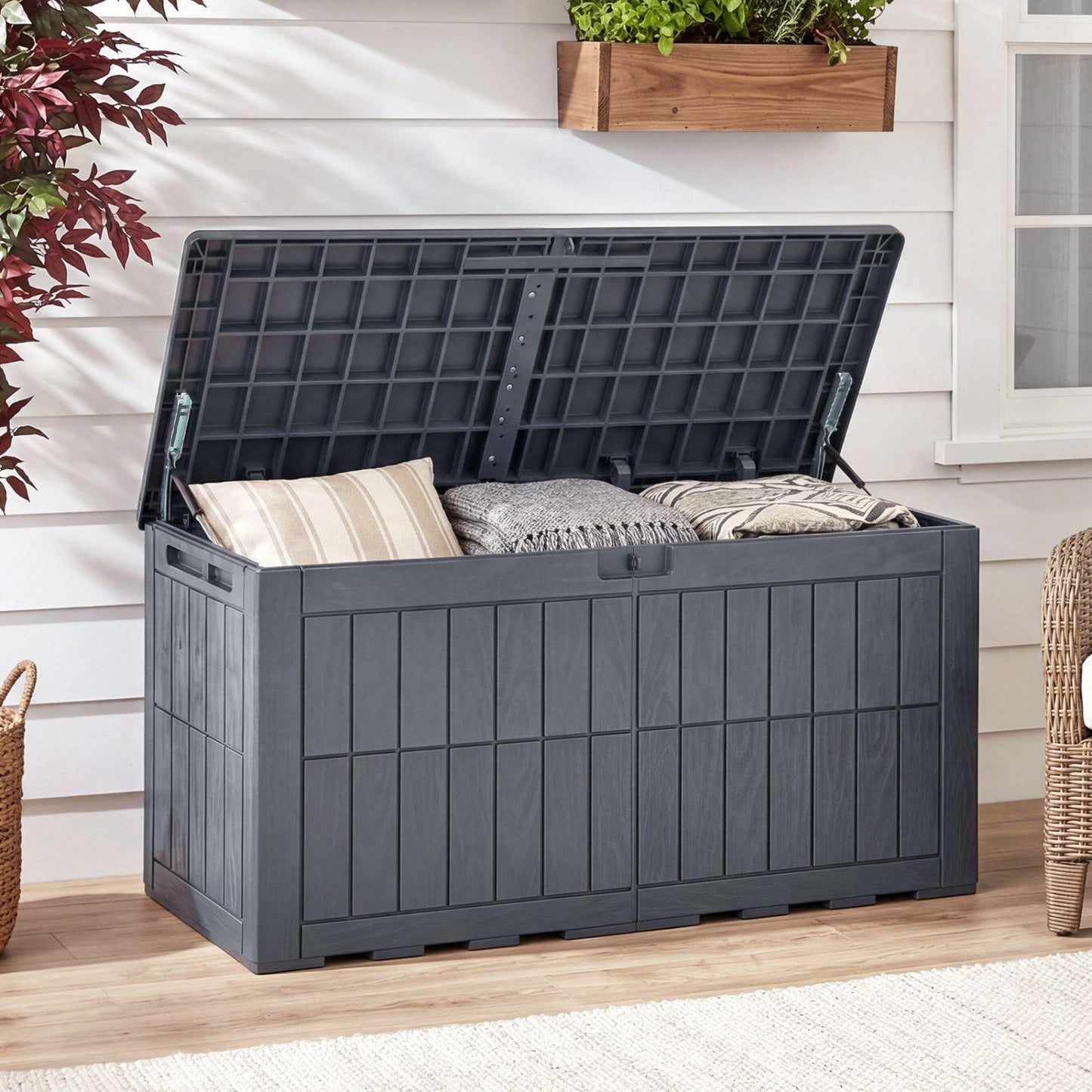 100 Gallon Outdoor Deck Box with Lockable Lid