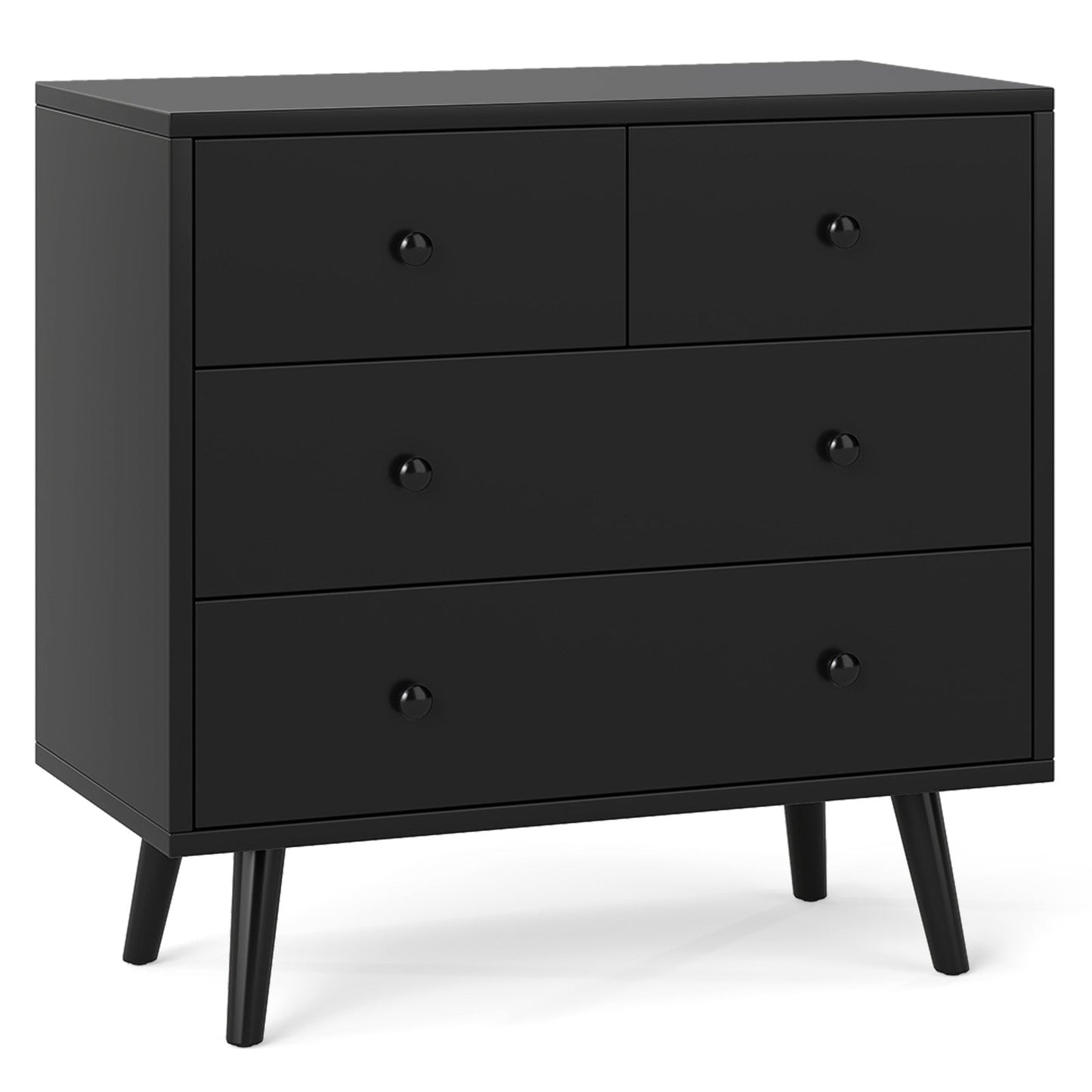 Wide Wooden Dresser with 4 Drawers for Bedroom Living Room
