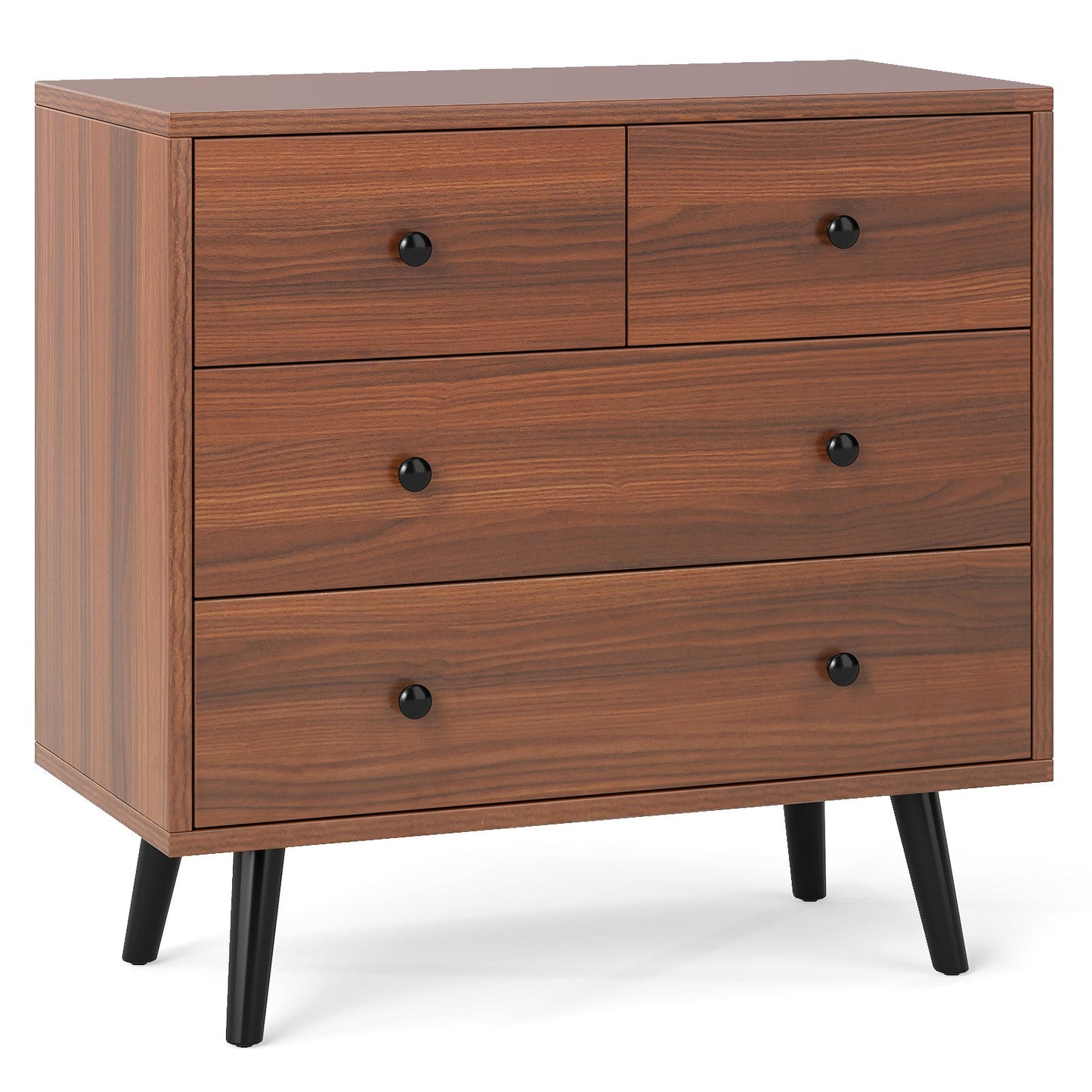 Wide Wooden Dresser with 4 Drawers for Bedroom Living Room