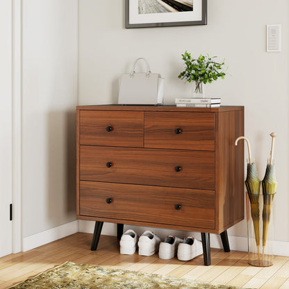 Wide Wooden Dresser with 4 Drawers for Bedroom Living Room