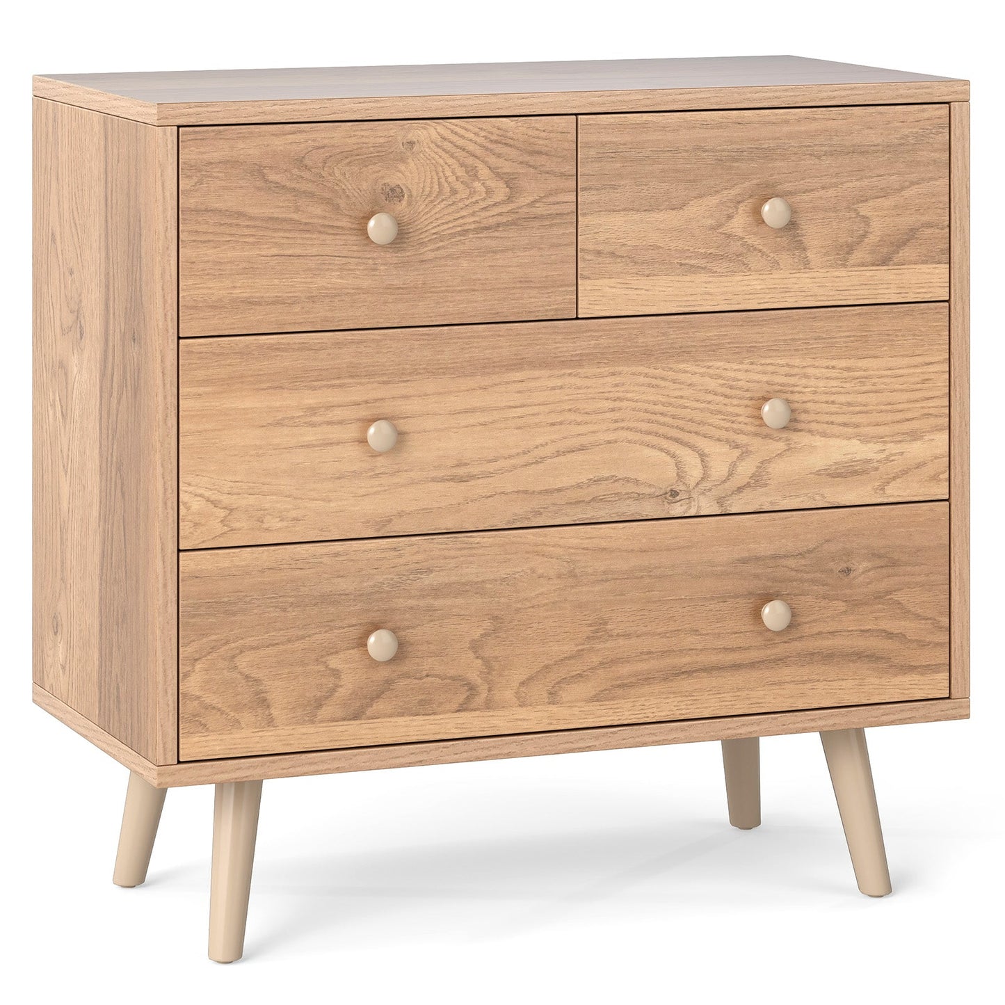 Wide Wooden Dresser with 4 Drawers for Bedroom Living Room