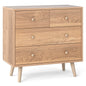 Wide Wooden Dresser with 4 Drawers for Bedroom Living Room