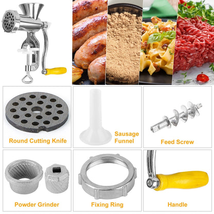 Manual Meat Grinder Heavy Duty Hand Operated Mincer Sausage Maker Machine Noodle Maker Kitchen Food Grinder For Pork Beef Pepper