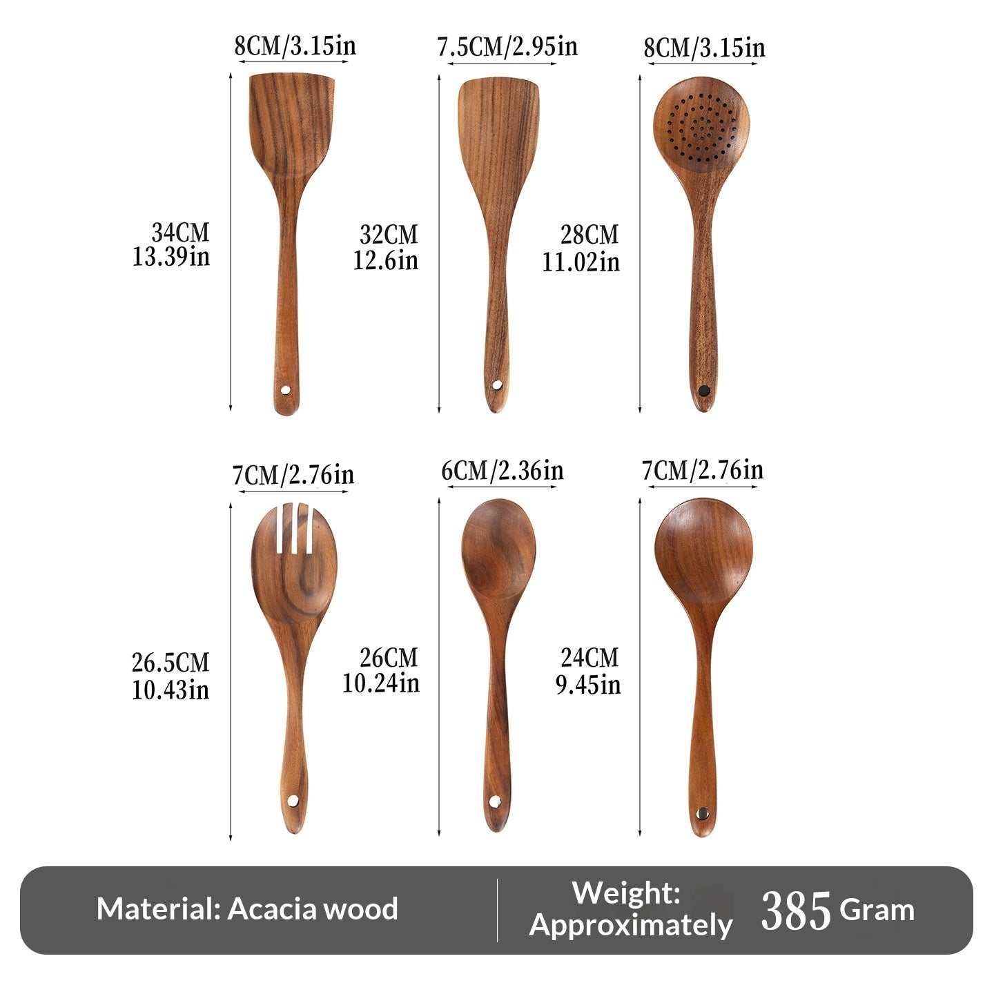 Spatula Soup Ladle And Wooden Turner Set In Teak