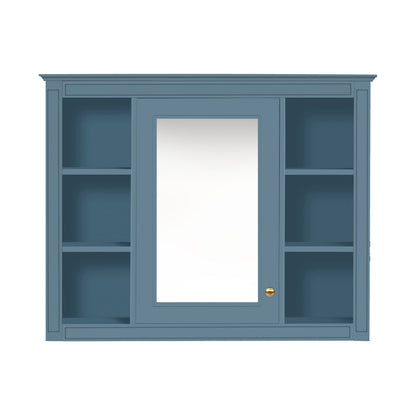 Wall Mounted Medicine Cabinet With Mirror, Storage Cabinet Featuring 6 Open Shelves And Adjustable Interior