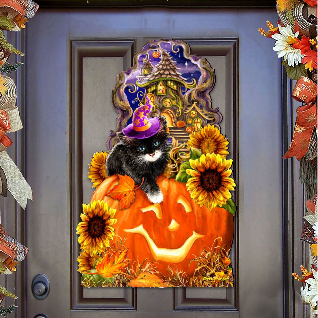 Halloween Kitten Door Decor by D. Gelsinger - Thanksgiving Halloween Decor - 8461066H-DG